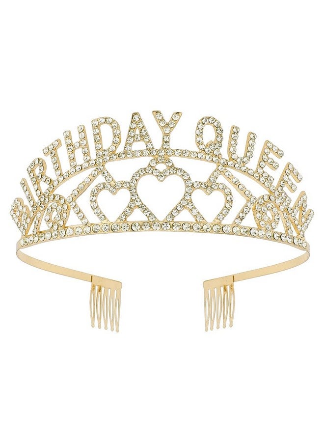 AOPRIE Birthday Tiara For Women Gold Birthday Queen Headband Happy Birthday Tiara And Crown For Women Rhinestone Crystal Decor - Image 1