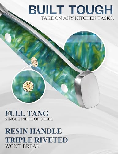 WILDMOK Chef Knife, 8 inch Damascus Japanese Kitchen Cooking Knife,Japanese VG10 Steel Green Resin Handle kitchen knives,Damascus chef's knives Including Gift Box - Image 4