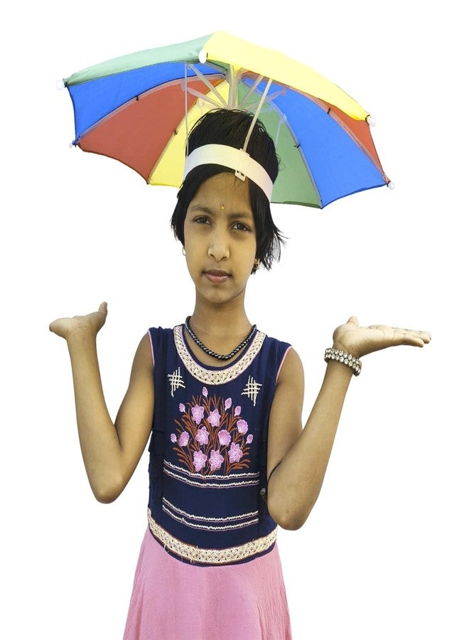 Dark Moon Hat Umbrella for Kids Soft Unbreakable Plastic Hat/Cap Umbrella for Kids/Men/Women and Adults UV & Rain Protection Hat Umbrella for Kids boys and Girls pack of 1 (Multicolor) - Image 3