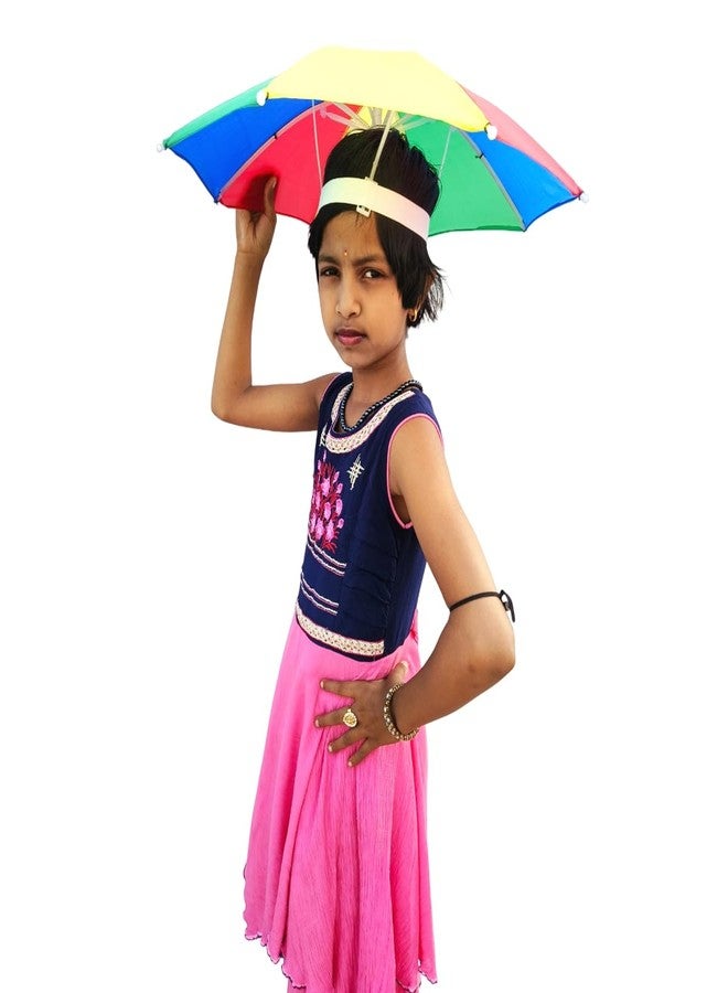 Dark Moon Hat Umbrella for Kids Soft Unbreakable Plastic Hat/Cap Umbrella for Kids/Men/Women and Adults UV & Rain Protection Hat Umbrella for Kids boys and Girls pack of 1 (Multicolor) - Image 1