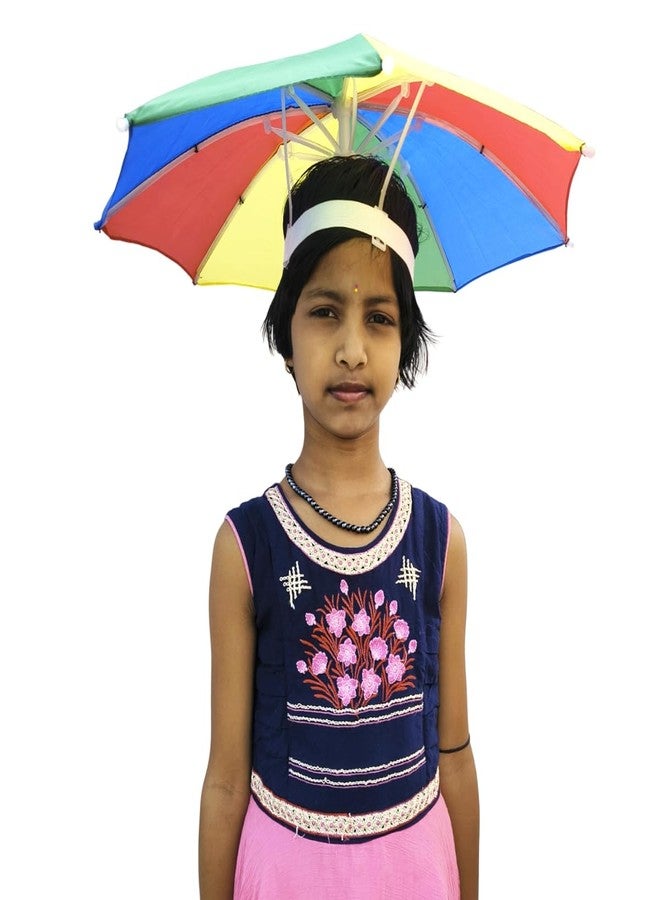 Dark Moon Hat Umbrella for Kids Soft Unbreakable Plastic Hat/Cap Umbrella for Kids/Men/Women and Adults UV & Rain Protection Hat Umbrella for Kids boys and Girls pack of 1 (Multicolor) - Image 2
