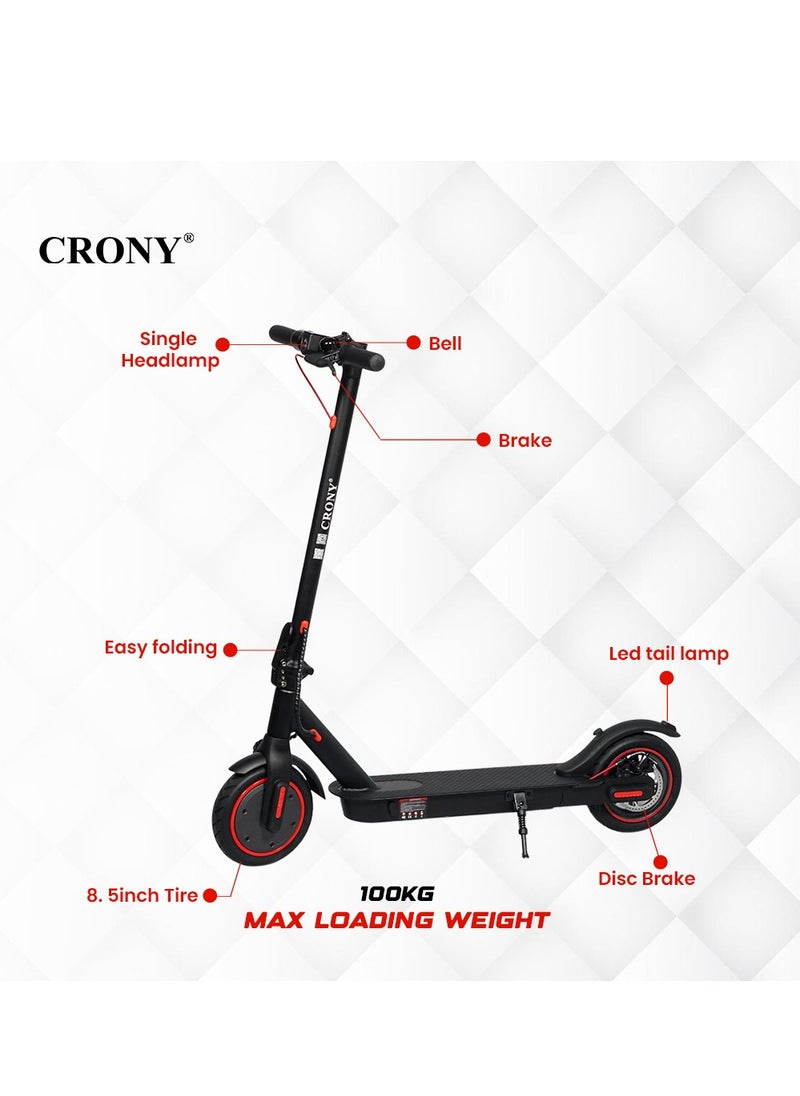 Crony - W563 App E-Scooter For Kids/Teen, 250w Brushless Motor, 45kilo/H High-Speed Urban Commuter , 36v Battery Electric Scooter For Adults, Rear Disc Brake, App-Controlled Smart Scooter With Led Headlights, Portable Lightweight Aluminum Frame, Off-Road Capable, Bluetooth Connectivity, Heavy Duty, Travel-Ready Design,Black - Image 1