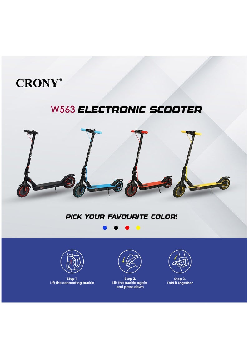 Crony - W563 App E-Scooter For Kids/Teen, 250w Brushless Motor, 45kilo/H High-Speed Urban Commuter , 36v Battery Electric Scooter For Adults, Rear Disc Brake, App-Controlled Smart Scooter With Led Headlights, Portable Lightweight Aluminum Frame, Off-Road Capable, Bluetooth Connectivity, Heavy Duty, Travel-Ready Design,Black - Image 1