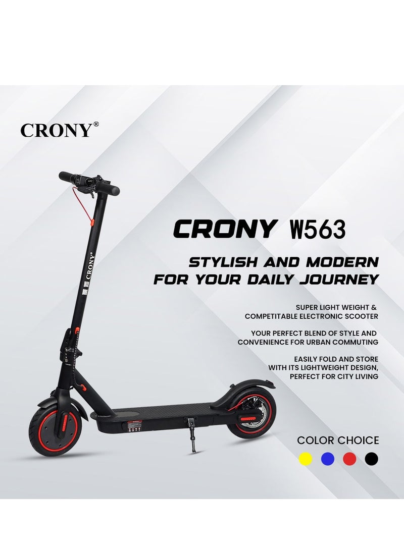 Crony - W563 App E-Scooter For Kids/Teen, 250w Brushless Motor, 45kilo/H High-Speed Urban Commuter , 36v Battery Electric Scooter For Adults, Rear Disc Brake, App-Controlled Smart Scooter With Led Headlights, Portable Lightweight Aluminum Frame, Off-Road Capable, Bluetooth Connectivity, Heavy Duty, Travel-Ready Design,Black - Image 1