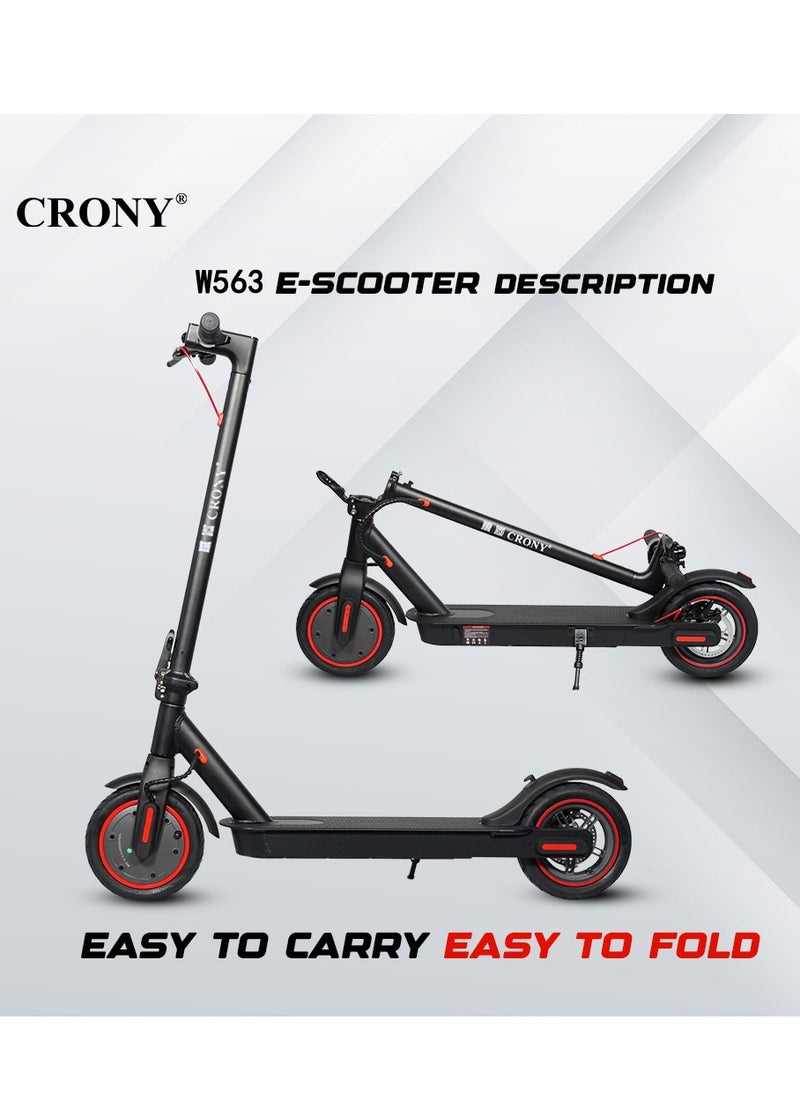 Crony - W563 App E-Scooter For Kids/Teen, 250w Brushless Motor, 45kilo/H High-Speed Urban Commuter , 36v Battery Electric Scooter For Adults, Rear Disc Brake, App-Controlled Smart Scooter With Led Headlights, Portable Lightweight Aluminum Frame, Off-Road Capable, Bluetooth Connectivity, Heavy Duty, Travel-Ready Design,Black - Image 1
