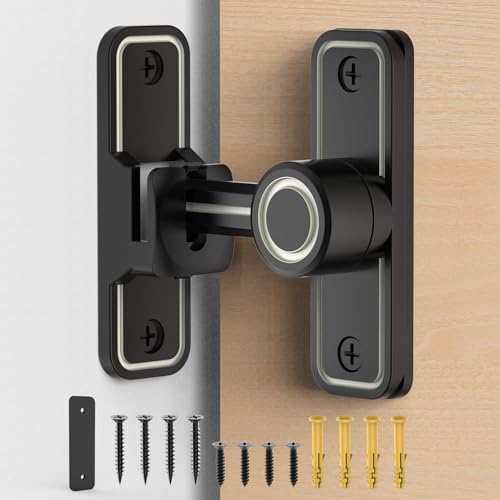 MeBantoo Sliding Barn Door Lock Hardware, 90 Degree Locks for Barn Doors, Flip Gate Latches for Garden, Bathroom, Outdoor, Garage, Window (Luminous Black) - Image 1