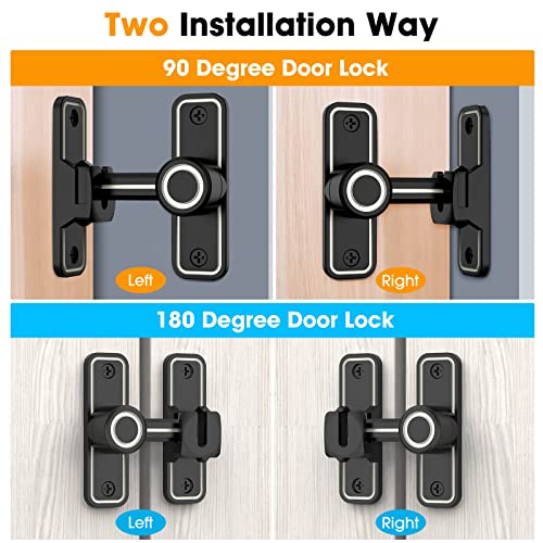MeBantoo Sliding Barn Door Lock Hardware, 90 Degree Locks for Barn Doors, Flip Gate Latches for Garden, Bathroom, Outdoor, Garage, Window (Luminous Black) - Image 3