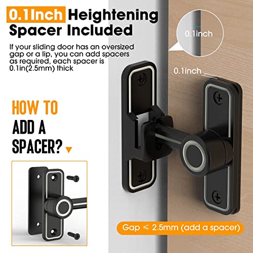 MeBantoo Sliding Barn Door Lock Hardware, 90 Degree Locks for Barn Doors, Flip Gate Latches for Garden, Bathroom, Outdoor, Garage, Window (Luminous Black) - Image 4