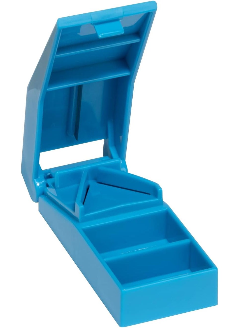ACU-LIFE Pill Cutter and Splitter with Dispenser, Cuts Pills, Vitamins, Tablets, Stainless Steel Blade, Travel Sized, Includes Storage Container, Color May Vary, BPA Free 