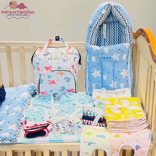 Infantbond Infantbond Baby Products All New Born Combo | Baby Combo Set for New Born | 54 in 1 Hospital Essentials Kit | Baby Essentials for Newborn (Summer Essentials)(0-6 Months) (Cloud Blue) - Image 3