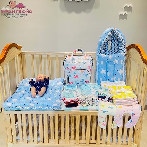 Infantbond Infantbond Baby Products All New Born Combo | Baby Combo Set for New Born | 54 in 1 Hospital Essentials Kit | Baby Essentials for Newborn (Summer Essentials)(0-6 Months) (Cloud Blue) - Image 2