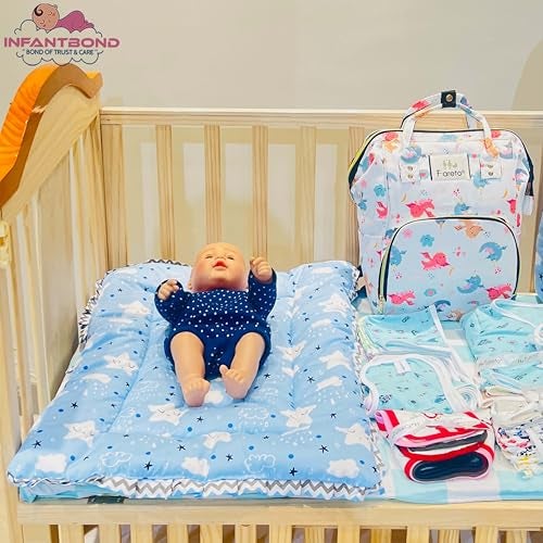 Infantbond Infantbond Baby Products All New Born Combo | Baby Combo Set for New Born | 54 in 1 Hospital Essentials Kit | Baby Essentials for Newborn (Summer Essentials)(0-6 Months) (Cloud Blue) - Image 4