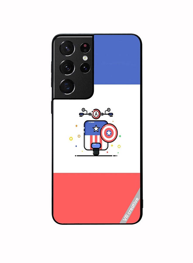 VR CREATIVE Protective Case Cover For Samsung Galaxy S21 Ultra 5G Cute Little Bike Of Captain America Design Multicolour - Image 1