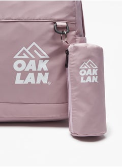 Oaklan by Shoexpress Logo Print Backpack with Pouch and Zip Closure - 42x32x16 cm  - Image 5