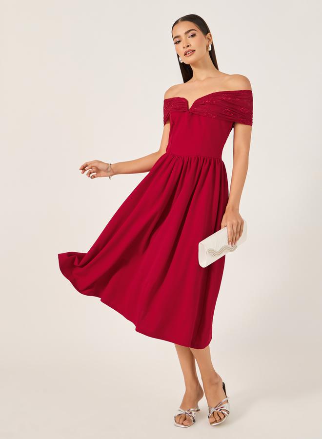 Styli Off-Shoulder Midi Dress  - Image 1