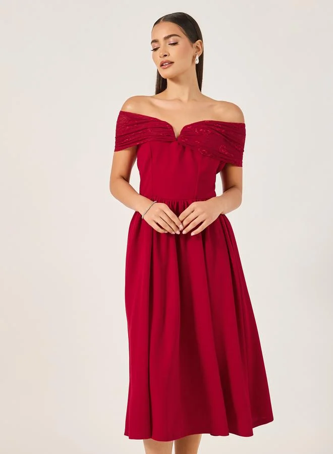 Styli Off-Shoulder Midi Dress