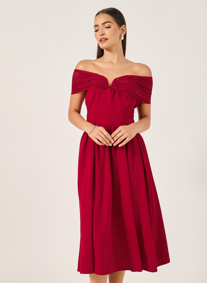 Styli Off-Shoulder Midi Dress  - Image 3