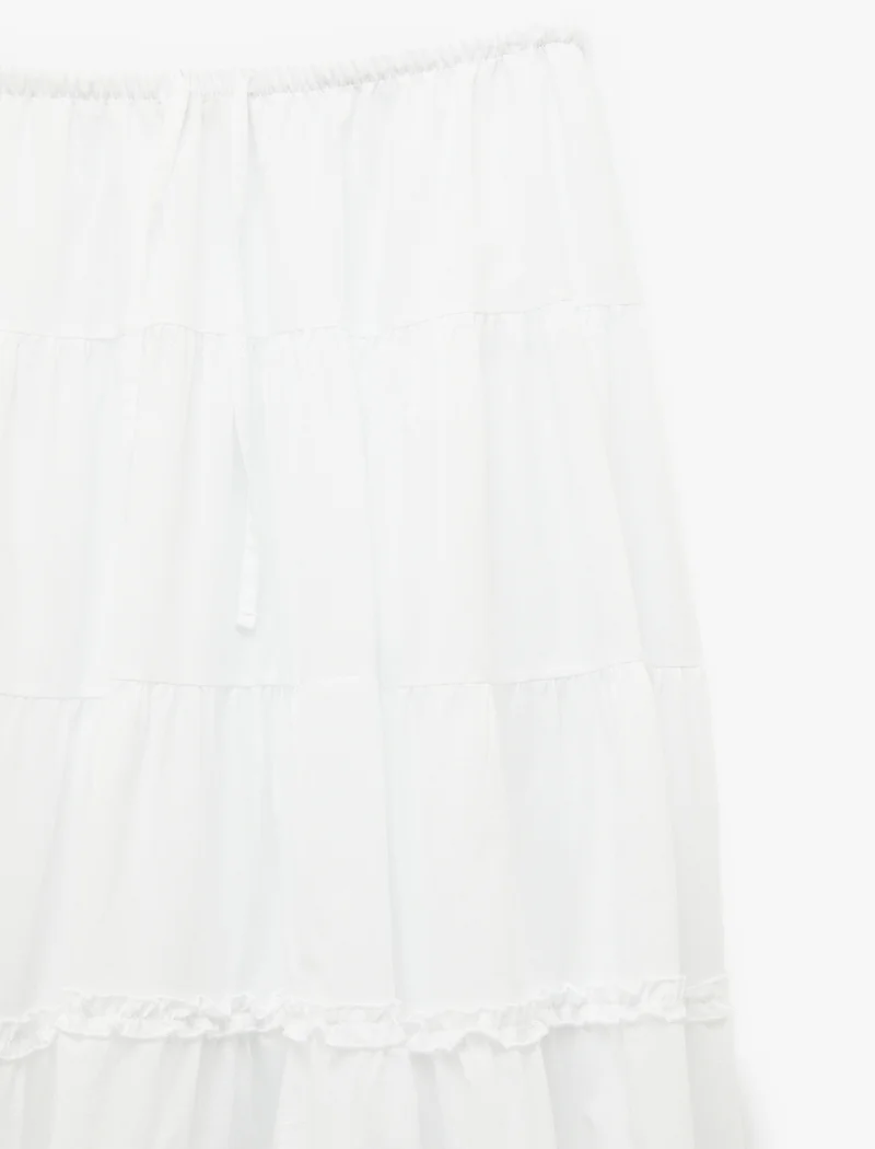 Koton  Relaxed Fit Ruffle Detail Layered Long A-Line Skirt for Women | Best Price UAE