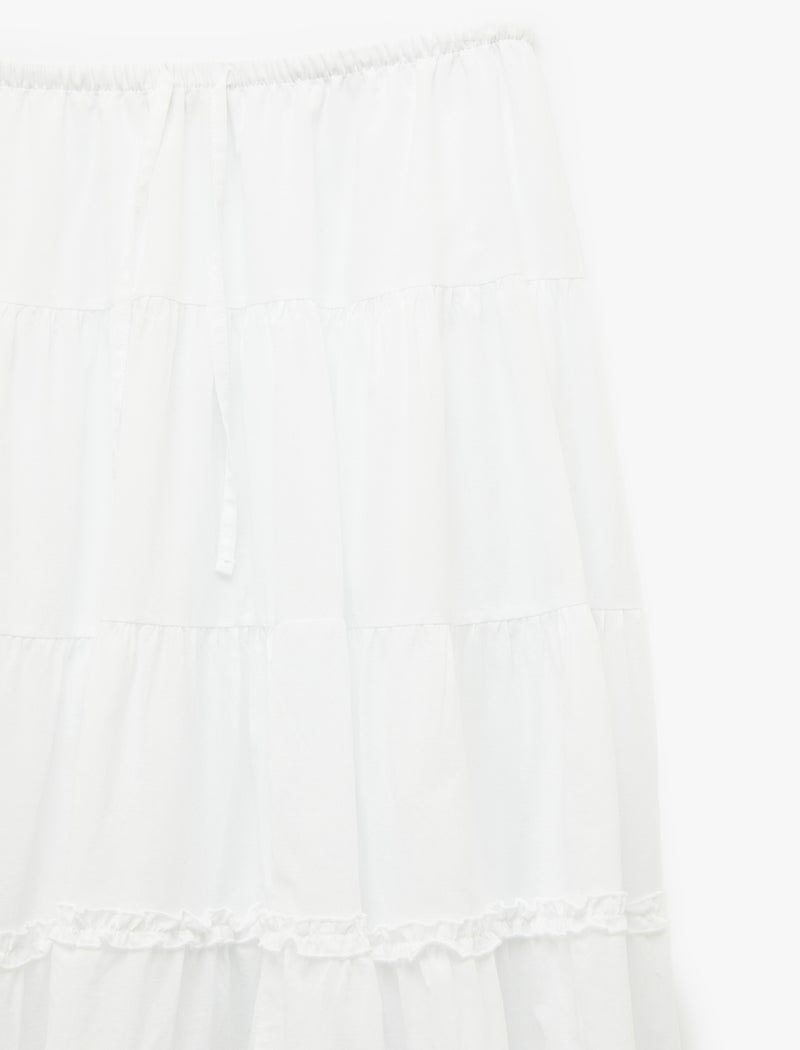 KOTON Relaxed Fit Ruffle Detail Layered Long A-Line Skirt - Image 5