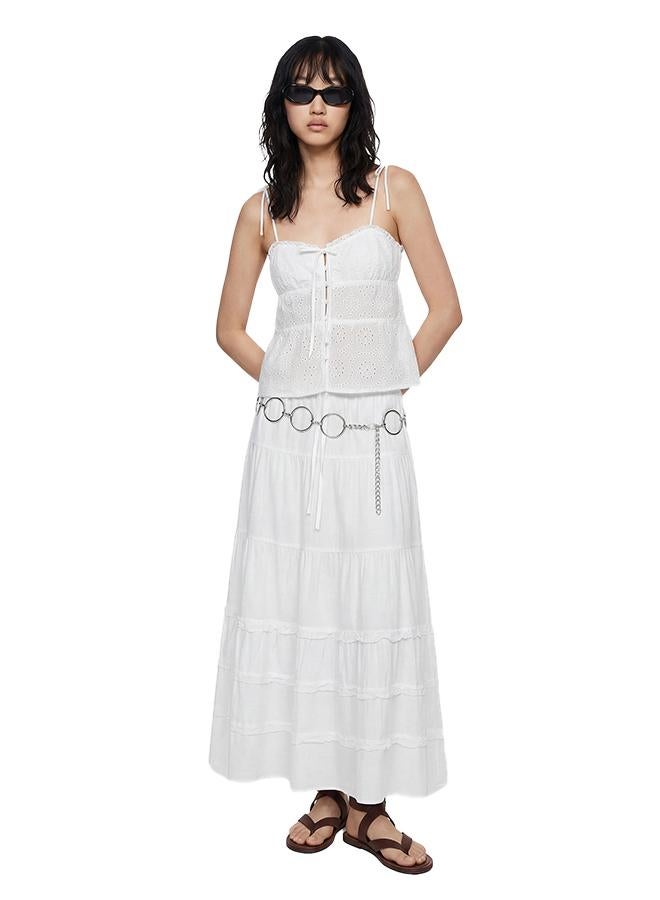 KOTON Relaxed Fit Ruffle Detail Layered Long A-Line Skirt - Image 2
