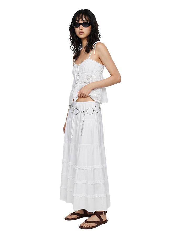 KOTON Relaxed Fit Ruffle Detail Layered Long A-Line Skirt - Image 1