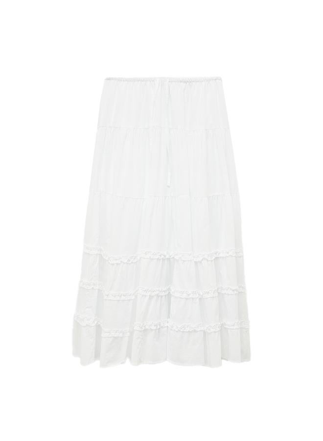 KOTON Relaxed Fit Ruffle Detail Layered Long A-Line Skirt - Image 4