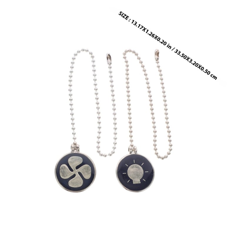 2Pcs Decorative Blue Pendant Metal Ceiling Fan Pull Chain Extension For Bedroom Living Room - Image 3
