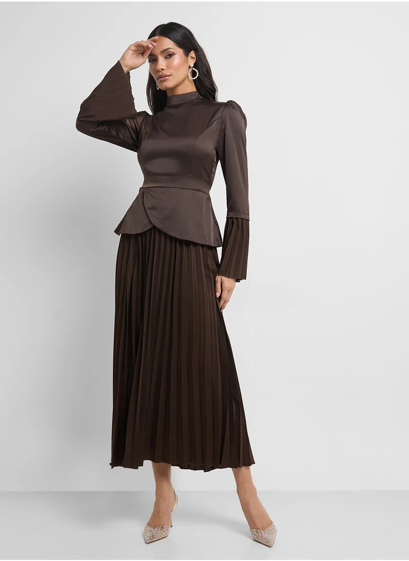 Khizana Dress With Mock Top & Pleats