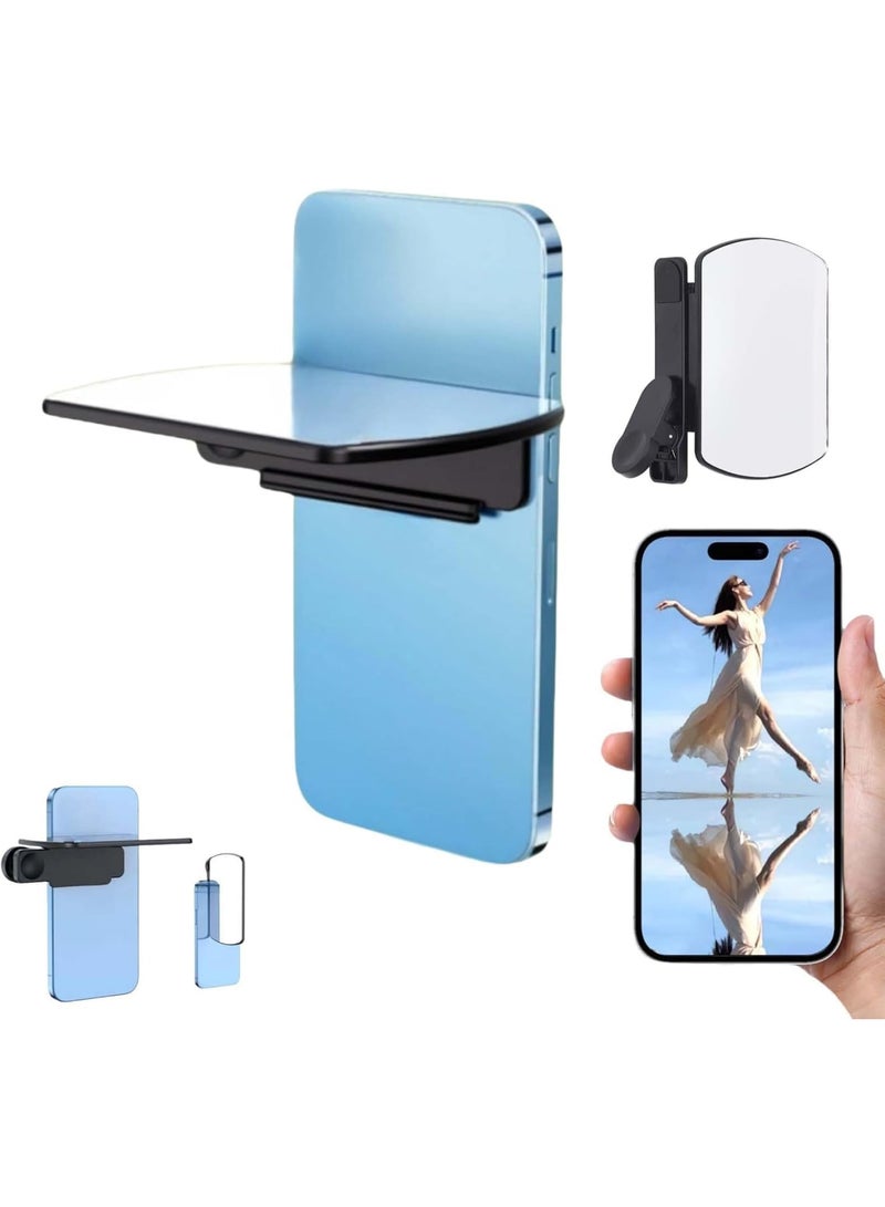SYOSI Mirror Reflection Clip, Adjustable Smartphone Camera Reflector, Selfie Light Enhancer for Mobile Photography, Universal Clip-on Design, Outdoor Travel Portraits, Black - Image 1