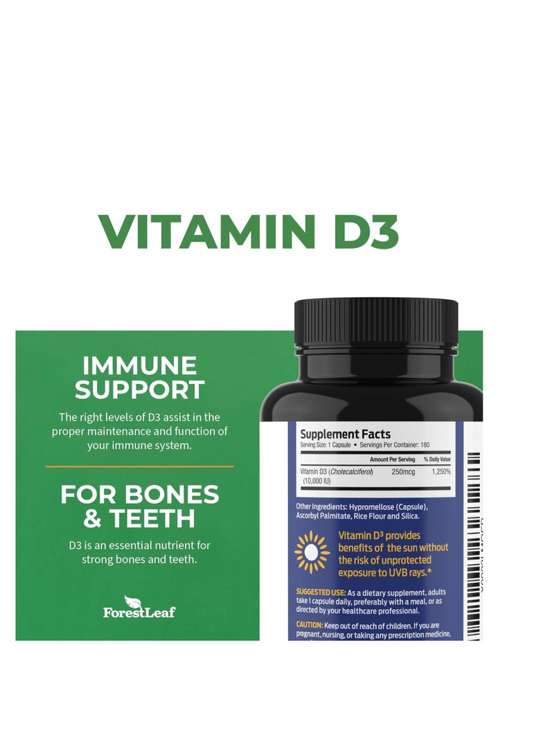 فورست ليف فيتامين د3 10000 وحدة دولية، 180 كبسولة نباتية - Image 2