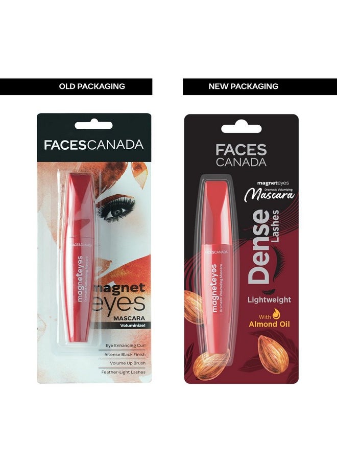 Faces Canada Magneteyes Dramatic Volumizing Mascara - Black, 9.5Ml | Lightweight, Denser & Longer Lashes | Intense Black Finish | Adds Volume | Easy Wash | No Clumping | Cruelty Free