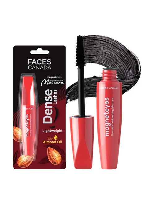 Faces Canada Magneteyes Dramatic Volumizing Mascara - Black, 9.5Ml | Lightweight, Denser & Longer Lashes | Intense Black Finish | Adds Volume | Easy Wash | No Clumping | Cruelty Free