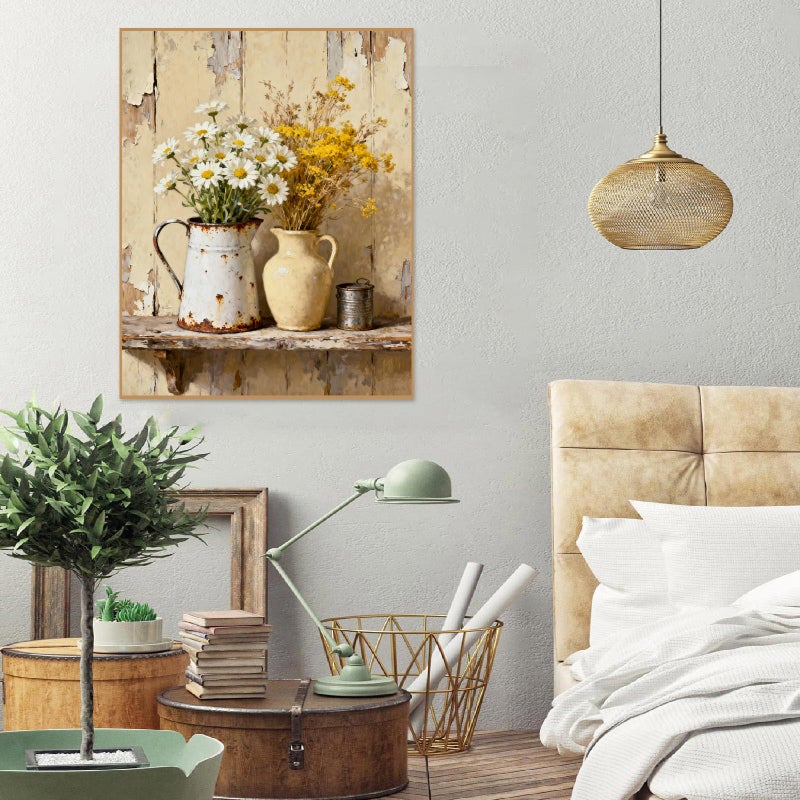 askkqtx Vintage Flowers Paint by Numbers Kit for Adults, Daisy Paint by Numbers for Beginner, DIY Oil Painting by Number on Canvas for Home Decor Gifts 16x20 Inch - Image 4