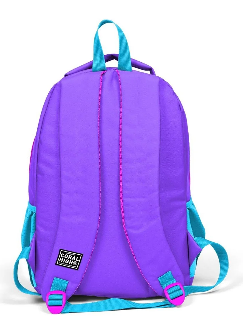 CORAL HIGH Kids Purple Pink Blue Glitter K-Pop Patterned 2-Piece School Bag Set SET0214403