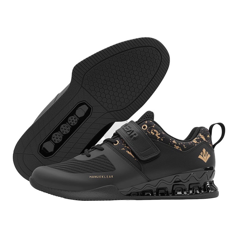 M MANUEKLEAR MANUEKLEAR Strong Anti-Slip Deadlift Lifting Squat Shoes for Men, Professional Training Weightlifting Shoes for Men and Women with Rubber Non-Slip Sole Obsidian Black - Image 1