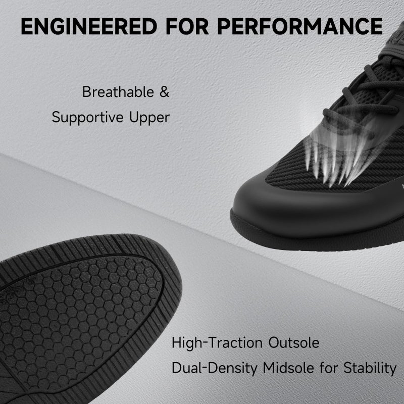 M MANUEKLEAR MANUEKLEAR Strong Anti-Slip Deadlift Lifting Squat Shoes for Men, Professional Training Weightlifting Shoes for Men and Women with Rubber Non-Slip Sole Obsidian Black - Image 5