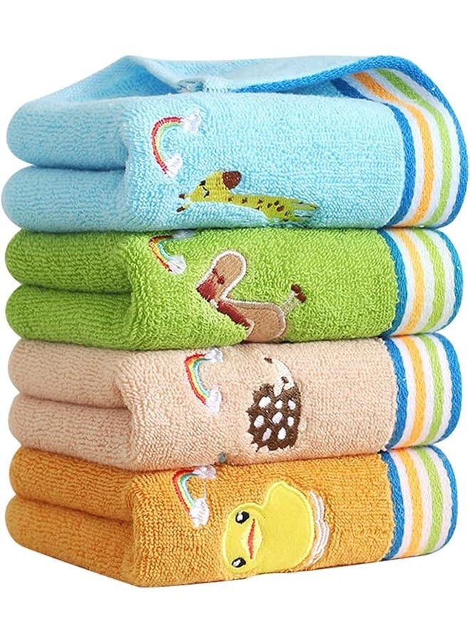 erorex Baby Washcloths 4 Pack Kids Washcloth Towels 100% Cotton Kids Face Towels Hand Towels For Bathroom  - Image 1