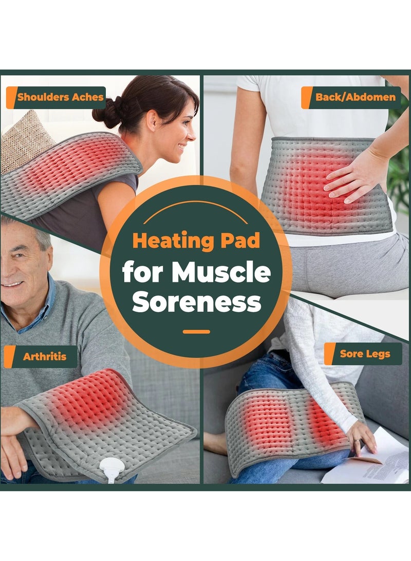 Heating Pad Electric for Pain Relief of Back Neck and Shoulder 10 Electric Temperature Options 4 Timer Settings Auto Shut Off 12 x 24 inches Heated Pad