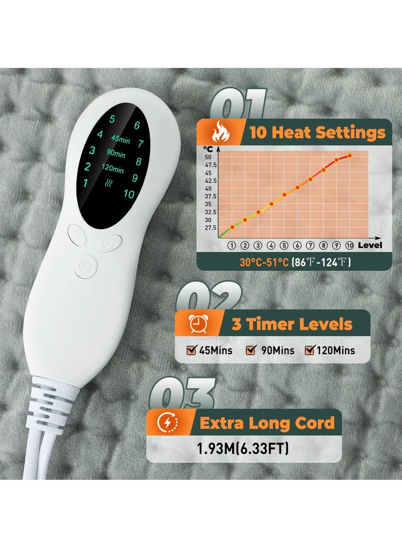 Heating Pad Electric for Pain Relief of Back Neck and Shoulder 10 Electric Temperature Options 4 Timer Settings Auto Shut Off 12 x 24 inches Heated Pad