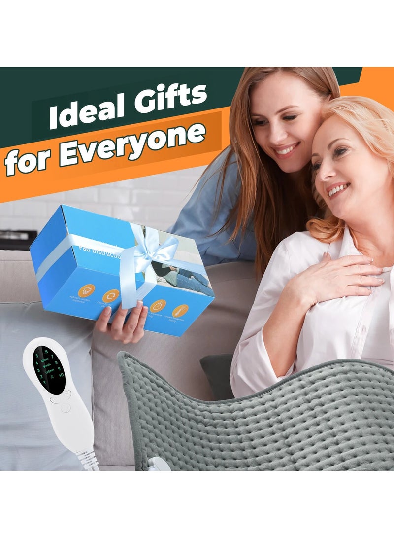 Heating Pad Electric for Pain Relief of Back Neck and Shoulder 10 Electric Temperature Options 4 Timer Settings Auto Shut Off 12 x 24 inches Heated Pad