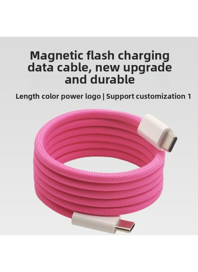Generic - Manufacturer Customized Magnetic Data Cable Automatic Storage Suitable For Android Typec For Huawei For Apple For Iphone16-Color:100cm-Model:Pink (type-c To Lightning) Suitable For Iphone14 And Earlier - Image 1
