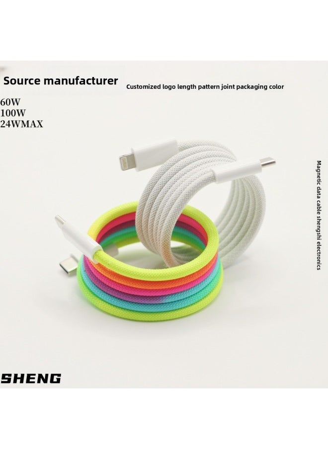 Generic - Manufacturer Customized Magnetic Data Cable Automatic Storage Suitable For Android Typec For Huawei For Apple For Iphone16-Color:100cm-Model:Pink (type-c To Lightning) Suitable For Iphone14 And Earlier - Image 1