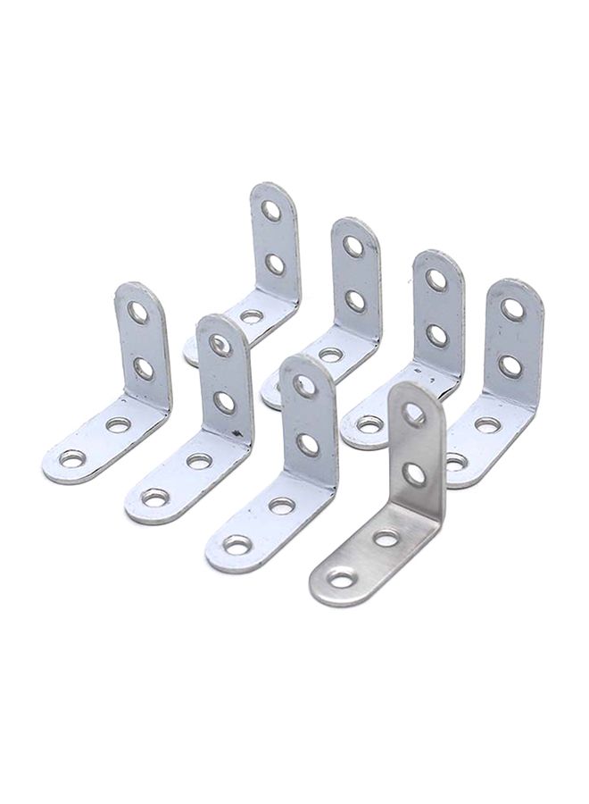 8-Piece 90 Degree Angle L Shaped Shelf Bracket Silver 0.144kg