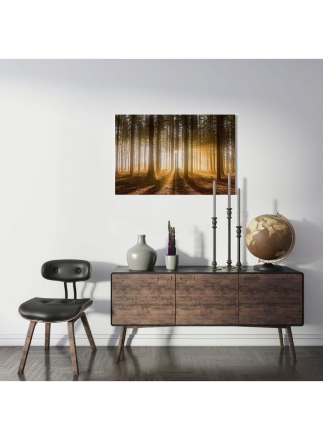 Home Gallery A forest with the sun shining through the clouds Canvas Wall Art 120x80 - Image 3