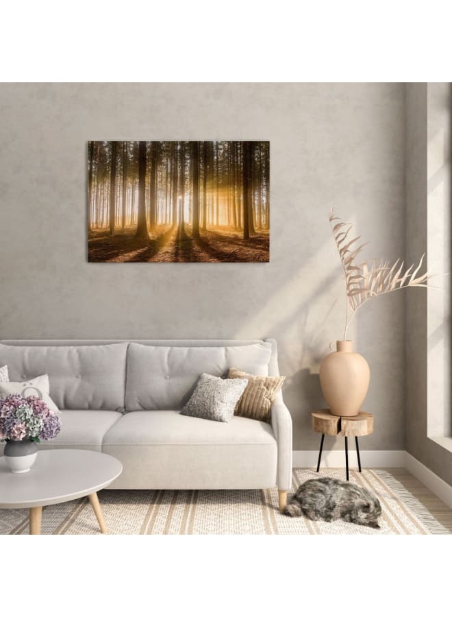 Home Gallery A forest with the sun shining through the clouds Canvas Wall Art 120x80 - Image 5