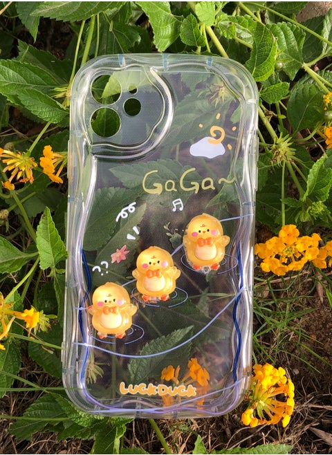 Silicone back cover with cartoon design compatible with iPhone 11 clear
