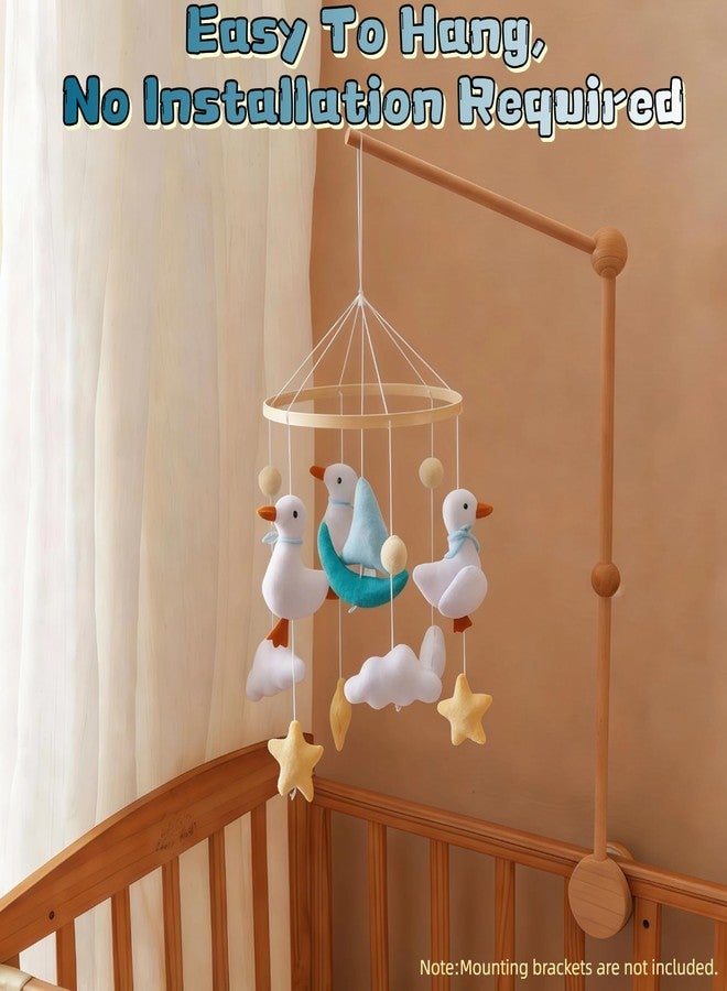 Ceecolia Early Spring Geese Theme Mobile Crib Toy,Gentle Blue White Yellow Mobile for Crib,Handmade Felt Clouds Bassinet,Cotton Animal Crib Bell for Boys Girls,Easy to Install Nursery Ceiling Decoration - Image 4