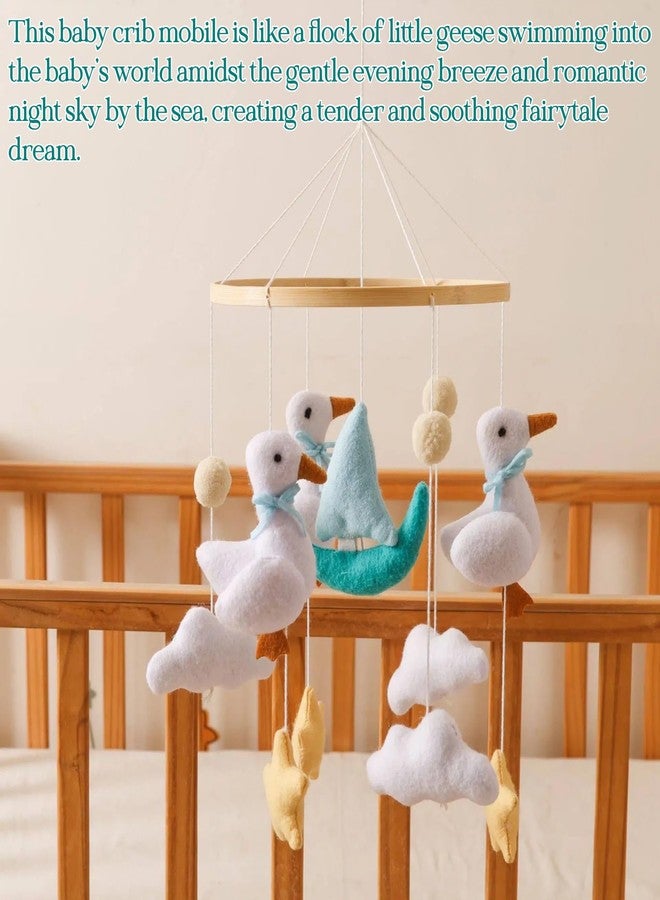 Ceecolia Early Spring Geese Theme Mobile Crib Toy,Gentle Blue White Yellow Mobile for Crib,Handmade Felt Clouds Bassinet,Cotton Animal Crib Bell for Boys Girls,Easy to Install Nursery Ceiling Decoration - Image 5