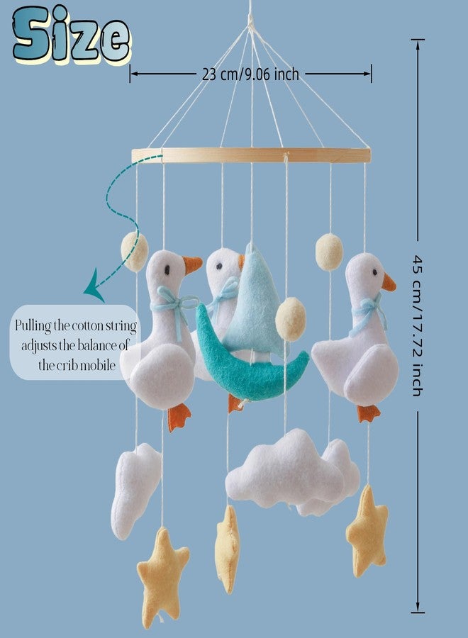 Ceecolia Early Spring Geese Theme Mobile Crib Toy,Gentle Blue White Yellow Mobile for Crib,Handmade Felt Clouds Bassinet,Cotton Animal Crib Bell for Boys Girls,Easy to Install Nursery Ceiling Decoration - Image 2