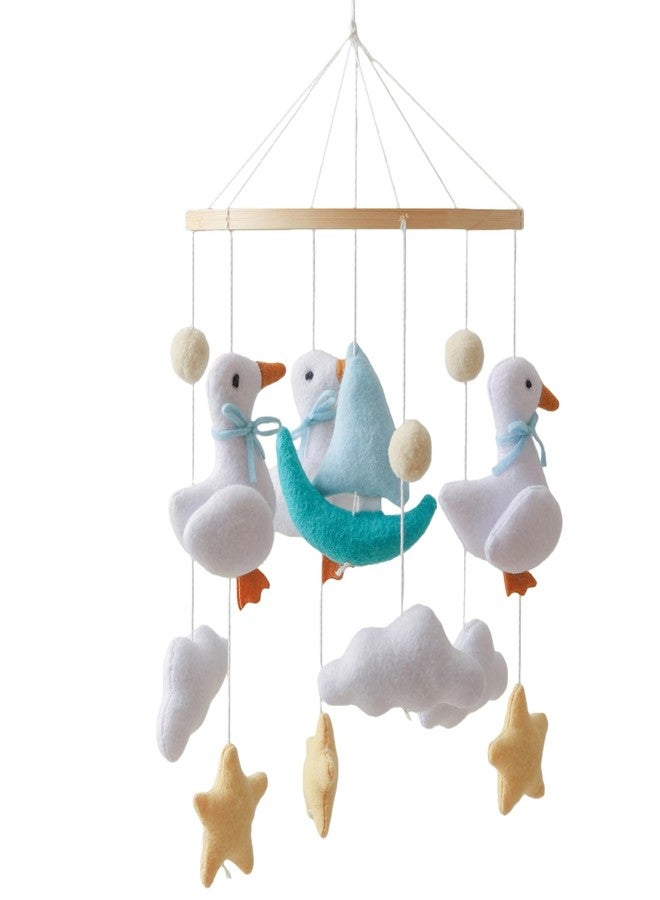 Ceecolia Early Spring Geese Theme Mobile Crib Toy,Gentle Blue White Yellow Mobile for Crib,Handmade Felt Clouds Bassinet,Cotton Animal Crib Bell for Boys Girls,Easy to Install Nursery Ceiling Decoration - Image 1